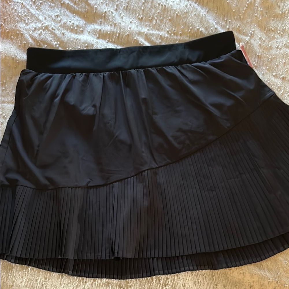 Spanx Black Pleated Tennis Skirt w Shorts 1X NWT